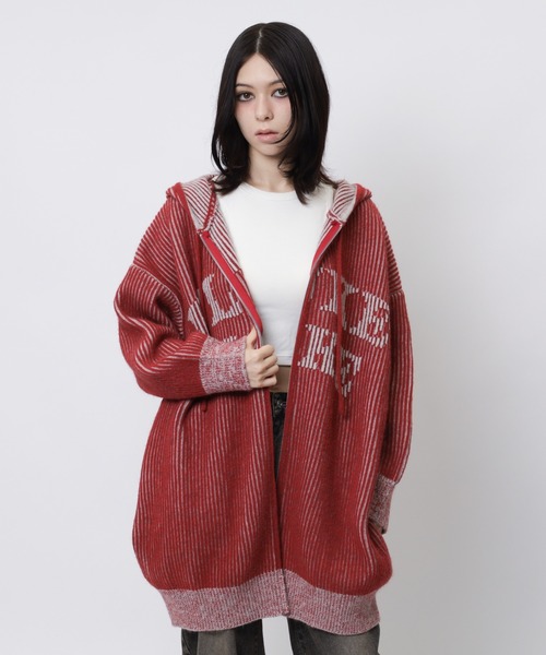 SPIRALGIRL（スパイラルガール）の「ロゴオーバーZIPニット（ニット/セーター・レディース・ブラック/レッド/ホワイト・FREE）」の13枚目の写真