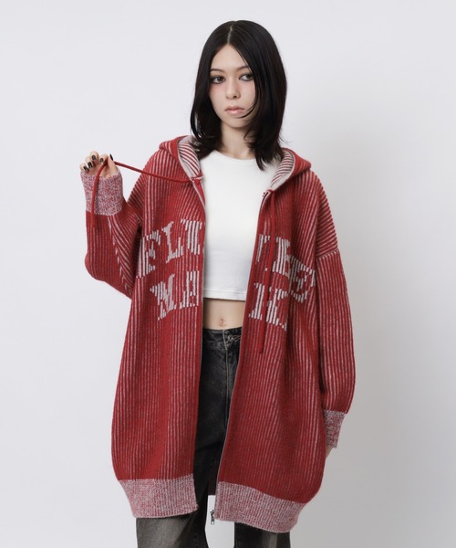 SPIRALGIRL（スパイラルガール）の「ロゴオーバーZIPニット（ニット/セーター・レディース・ブラック/レッド/ホワイト・FREE）」の14枚目の写真