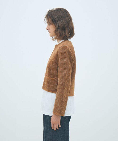 MACPHEE（マカフィー）の「シェニールジャカード ジップアップカーディガン（カーディガン/ボレロ・レディース・ブラック系その他/ブラウン系その他・S）」の5枚目の写真