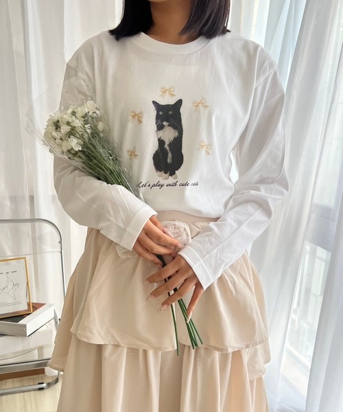 cuorequal(クオレコール)の「アニマルリボンロンT/長袖Tシャツ(Tシャツ/カットソー・レディース・A/B・MEDIUM)」の1枚目の写真