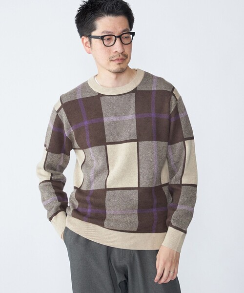 SHIPS(シップス)の「SHIPS:〈洗濯機可能〉 コットン カシミヤ チェック クルーネック ニット(ニット/セーター・メンズ・ダークグレー/ブラウン/オレンジ/ネイビー・SMALL/X-LARGE/LARGE/MEDIUM)」の13枚目の写真