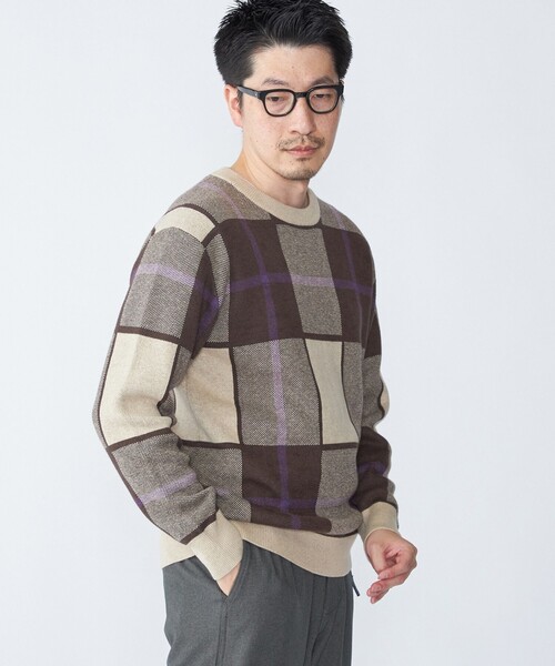 SHIPS(シップス)の「SHIPS:〈洗濯機可能〉 コットン カシミヤ チェック クルーネック ニット(ニット/セーター・メンズ・ダークグレー/ブラウン/オレンジ/ネイビー・SMALL/X-LARGE/LARGE/MEDIUM)」の15枚目の写真