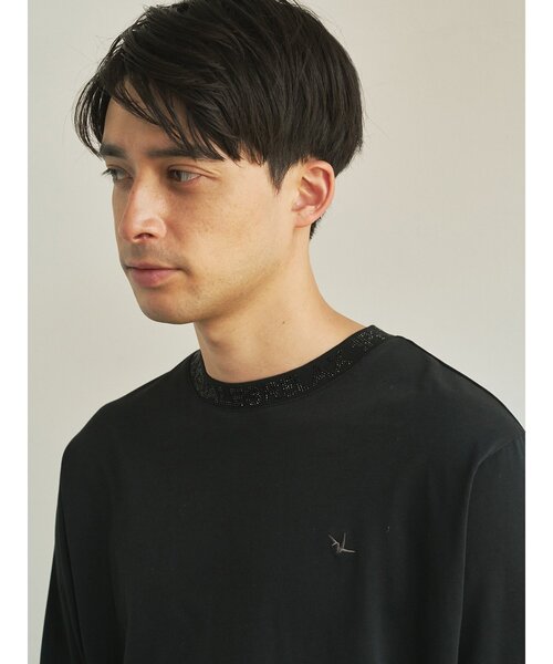 1PIU1UGUALE3  RELAX （ウノピゥウノウグァーレトレ リラックス）の「【1PIU1UGUALE3】 RHINESTONE L/TラインストーンネックロゴロングTシャツ（Tシャツ/カットソー・メンズ・ホワイト/ブラック・2/3/4）」の4枚目の写真