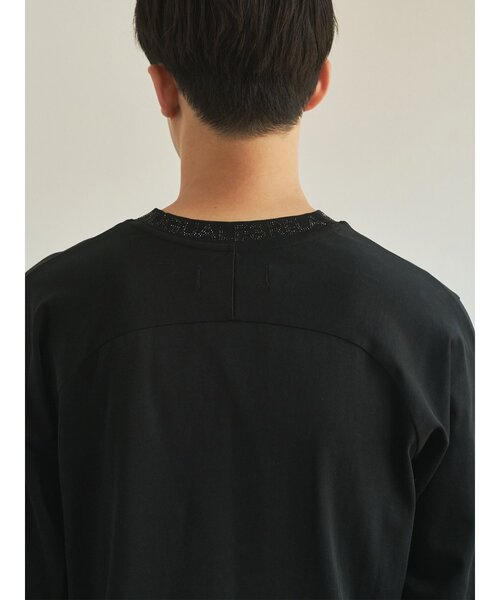 1PIU1UGUALE3  RELAX （ウノピゥウノウグァーレトレ リラックス）の「【1PIU1UGUALE3】 RHINESTONE L/TラインストーンネックロゴロングTシャツ（Tシャツ/カットソー・メンズ・ホワイト/ブラック・2/3/4）」の5枚目の写真