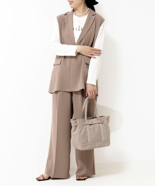 MICO COULIER（ミコクリエ）の「2WAYベルトトートバッグ（トートバッグ・レディース・ブラック/グレイッシュベージュ・FREE）」の10枚目の写真