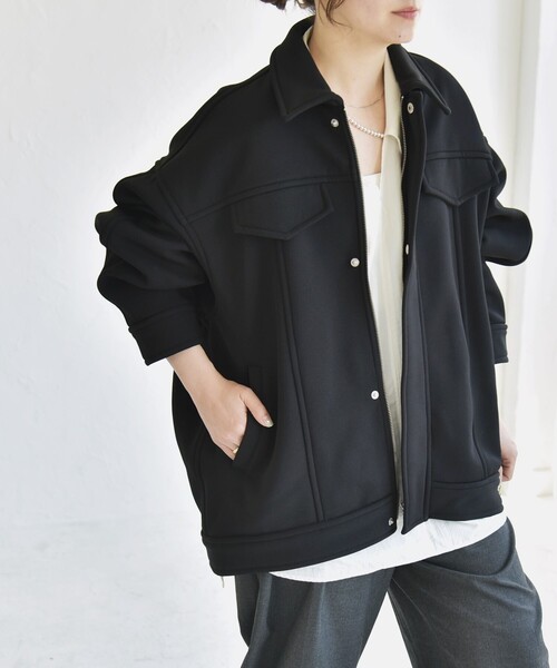 美品✨ ダンヒル ブルゾン ベージュ ファスナー コットン ボックスシルエット quaranciel:〈洗濯機可能〉ダンボール 裏起毛 フラップ デザイン