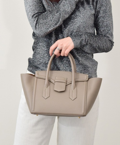 CHRISTIAN VILLA(クリスチャンヴィラ)の「【CHRISTIAN VILLA】ベーシックミディアムハンドバッグ(Q56378)(ハンドバッグ・レディース・グレー/ブラック・ALL)」の1枚目の写真