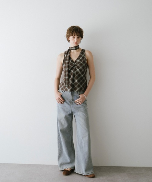 DRWCYS（ドロシーズ）の「チェックフロントギャザートップス（シャツ/ブラウス・レディース・ブラック/ブラウン・FREE）」の3枚目の写真