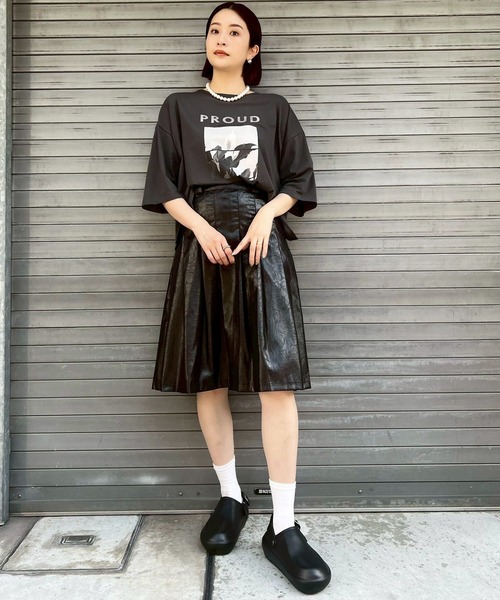 Narcissus（ナルシス）の「【SINN】フラワーロゴＴシャツ/プリントTシャツ/七分丈（Tシャツ/カットソー・レディース・チャコールグレー/ホワイト・FREE）」の10枚目の写真