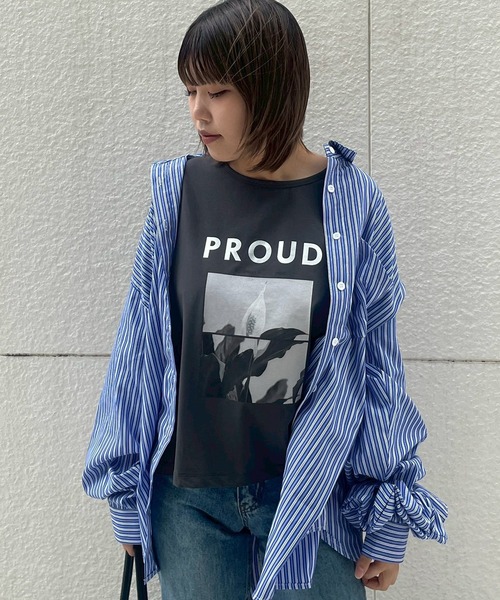 Narcissus（ナルシス）の「【SINN】フラワーロゴＴシャツ/プリントTシャツ/七分丈（Tシャツ/カットソー・レディース・チャコールグレー/ホワイト・FREE）」の11枚目の写真