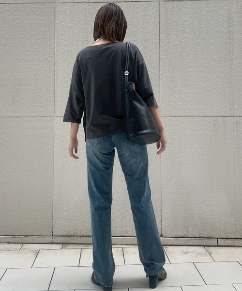Narcissus（ナルシス）の「【SINN】フラワーロゴＴシャツ/プリントTシャツ/七分丈（Tシャツ/カットソー・レディース・チャコールグレー/ホワイト・FREE）」の14枚目の写真