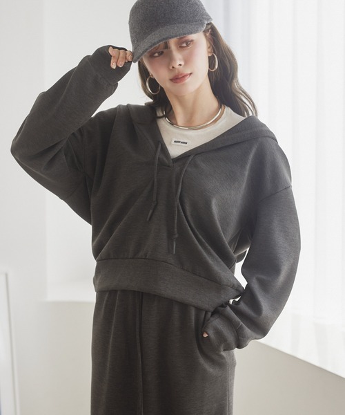 LAULEN(ローレン)の「hoodie relax set up /フーディーリラックスセットアップ(セットアップ・レディース・ブラック/チャコールグレー・FREE)」の8枚目の写真