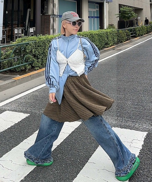 Alley Tokyo（アリートーキョー）の「【セットにもなる！】チェックフレアスカート（スカート・レディース・グリーン/ブラウン・FREE）」の5枚目の写真