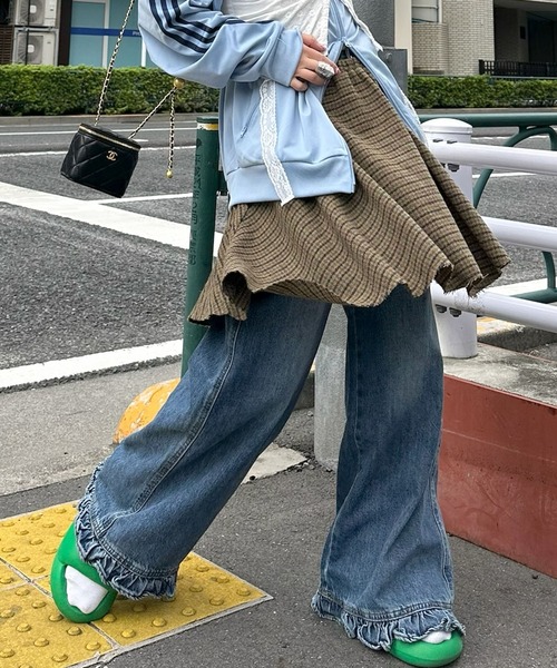 Alley Tokyo（アリートーキョー）の「【セットにもなる！】チェックフレアスカート（スカート・レディース・グリーン/ブラウン・FREE）」の9枚目の写真