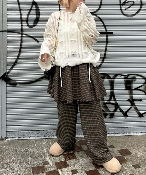 Alley Tokyo（アリートーキョー）の「【セットにもなる！】チェックフレアスカート（スカート・レディース・グリーン/ブラウン・FREE）」の6枚目の写真