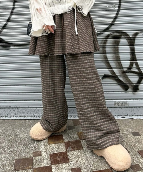 Alley Tokyo（アリートーキョー）の「【セットにもなる！】チェックフレアスカート（スカート・レディース・グリーン/ブラウン・FREE）」の3枚目の写真