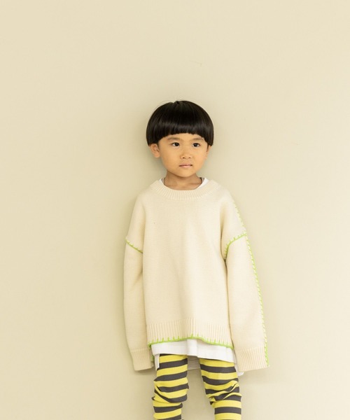 LOWRYS FARM(ローリーズファーム)の「ハイショクステッチプルオーバー 595648(ニット/セーター・キッズ・アイボリー/ブラック/レッド・110cm/120cm/130cm/140cm/150cm)」の8枚目の写真