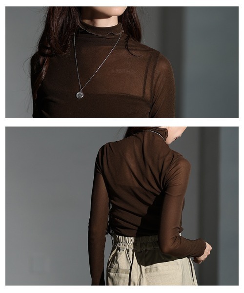 Sawa a la mode（サワアラモード）の「メッシュシアートップス（Tシャツ/カットソー・レディース・グレー/ブラック/ホワイト/ブラウン・FREE）」の8枚目の写真