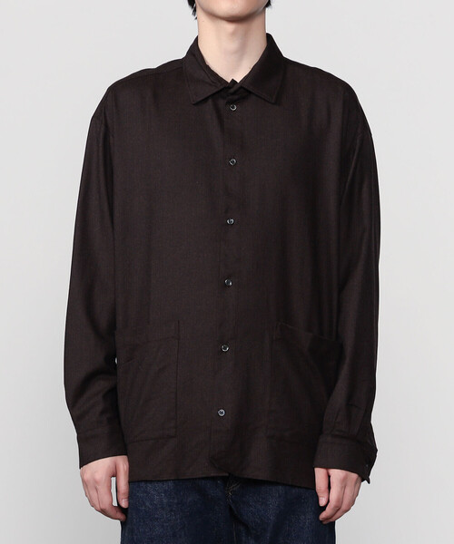 GALLEGO DESPORTES（ギャレゴデスポート）の「GALLEGO DESPORTES | ウール オーバーサイズパッチポケットシャツ MEN（シャツ/ブラウス・メンズ・ブラック/ブラウン・M/S）」の9枚目の写真