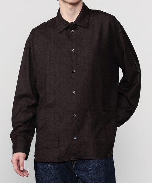 GALLEGO DESPORTES（ギャレゴデスポート）の「GALLEGO DESPORTES | ウール オーバーサイズパッチポケットシャツ MEN（シャツ/ブラウス・メンズ・ブラック/ブラウン・M/S）」の12枚目の写真