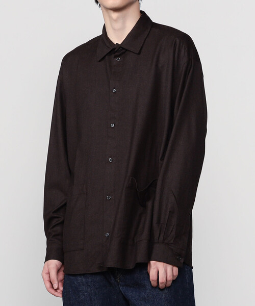 GALLEGO DESPORTES（ギャレゴデスポート）の「GALLEGO DESPORTES | ウール オーバーサイズパッチポケットシャツ MEN（シャツ/ブラウス・メンズ・ブラック/ブラウン・M/S）」の13枚目の写真