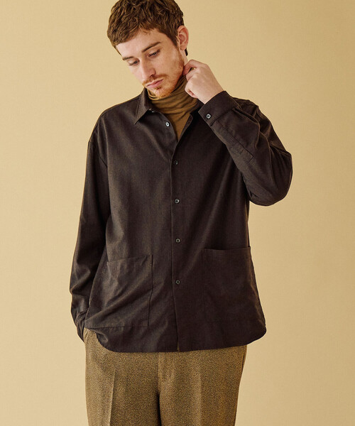 GALLEGO DESPORTES（ギャレゴデスポート）の「GALLEGO DESPORTES | ウール オーバーサイズパッチポケットシャツ MEN（シャツ/ブラウス・メンズ・ブラック/ブラウン・M/S）」の17枚目の写真