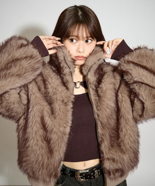 美品 00s ARMANI JEANSファーブルゾン ブラウン フェイクミンクファーブルゾン|ANAYI OFFICIAL ONLINE STORE｜アナイ