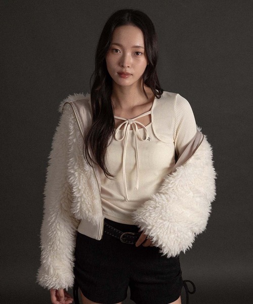 あい！レモンプレット　エコファーブルゾン　ホワイト　M BONNE あい様専用！レモンプレット エコファーブルゾン ホワイト M BONNE