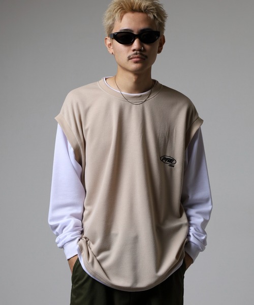 FUNALIVE(ファンアライブ)の「ロゴ ベスト レイヤード 長袖 Tシャツ(Tシャツ/カットソー・メンズ・ベージュ/グレー/チャコールグレー/ブラック・M/LL/L)」の4枚目の写真