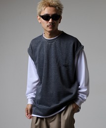 ロゴ ベスト レイヤード 長袖 Tシャツ