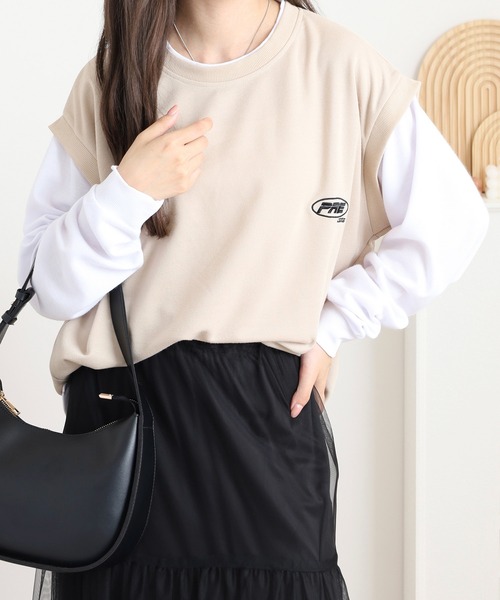 FUNALIVE(ファンアライブ)の「ロゴ ベスト レイヤード 長袖 Tシャツ(Tシャツ/カットソー・メンズ・ベージュ/グレー/チャコールグレー/ブラック・M/LL/L)」の17枚目の写真