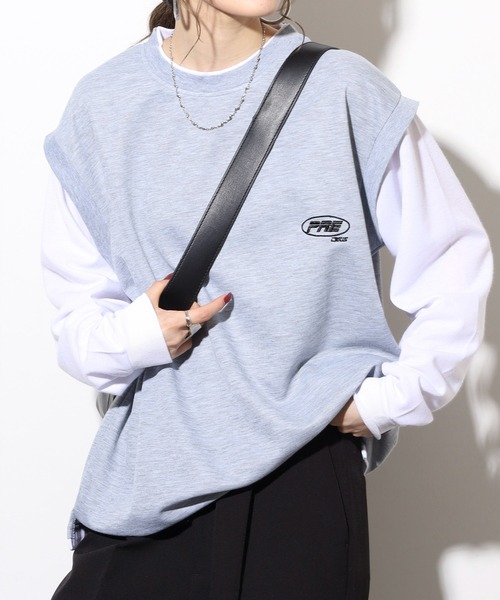 FUNALIVE(ファンアライブ)の「ロゴ ベスト レイヤード 長袖 Tシャツ(Tシャツ/カットソー・メンズ・ベージュ/グレー/チャコールグレー/ブラック・M/LL/L)」の20枚目の写真