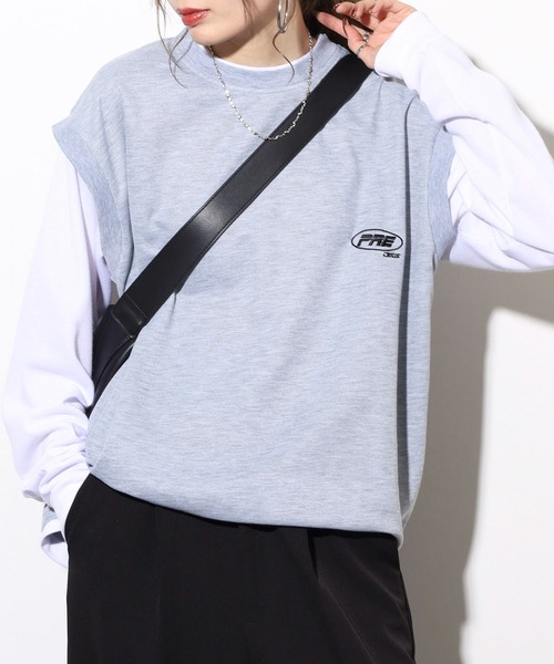 FUNALIVE(ファンアライブ)の「ロゴ ベスト レイヤード 長袖 Tシャツ(Tシャツ/カットソー・メンズ・ベージュ/グレー/チャコールグレー/ブラック・M/LL/L)」の21枚目の写真