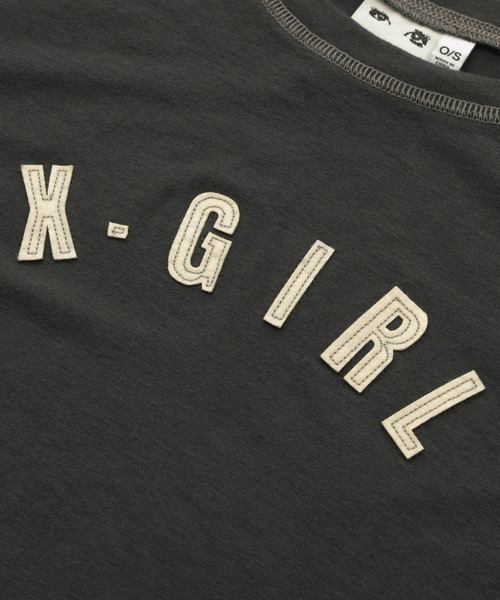 X-girl(エックスガール)の「LOGO PATCH L/S BABY TEE(Tシャツ/カットソー・レディース・オリーブ/ピンク/チャコール・ONE SIZE)」の6枚目の写真