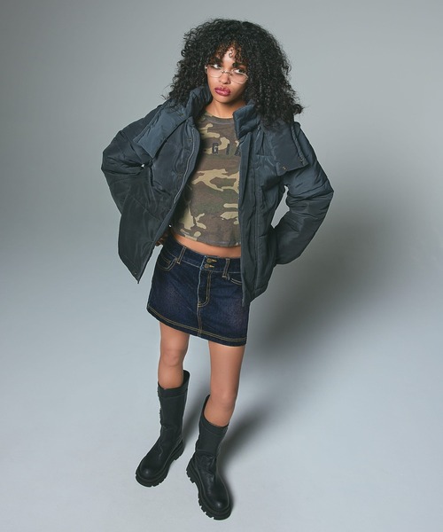 X-girl(エックスガール)の「LOGO PATCH L/S BABY TEE(Tシャツ/カットソー・レディース・オリーブ/ピンク/チャコール・ONE SIZE)」の11枚目の写真