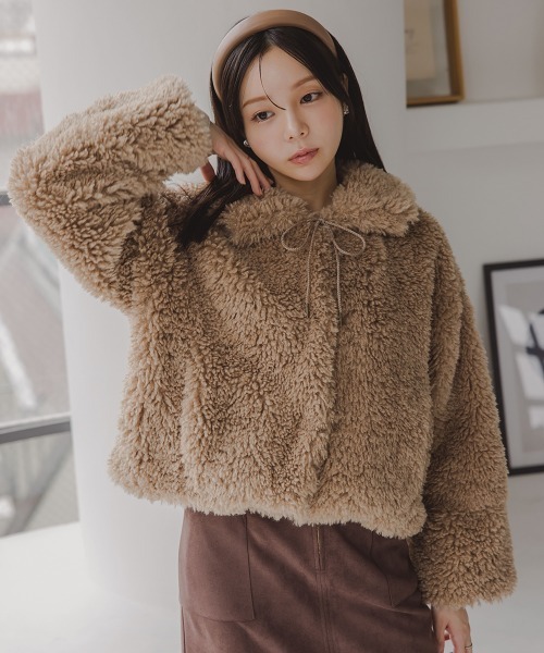 美品】TINYCOTTONS ボアアウター ジャケット ブラウン2Y 美品