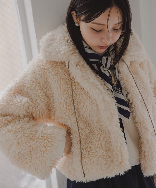 Petitjo（プッチージョ）の「小さいサイズ　ショート丈ボアジャケット　低身長さん・小柄女性（その他アウター・レディース・モカ/ライトベージュ・M-L/XS-S）」の21枚目の写真