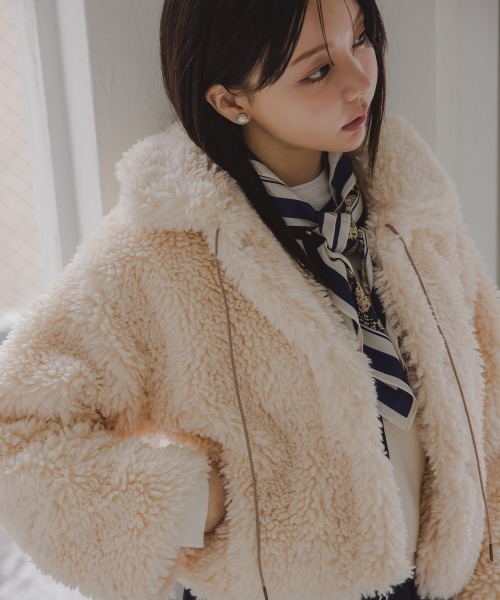 Petitjo（プッチージョ）の「小さいサイズ　ショート丈ボアジャケット　低身長さん・小柄女性（その他アウター・レディース・モカ/ライトベージュ・M-L/XS-S）」の22枚目の写真