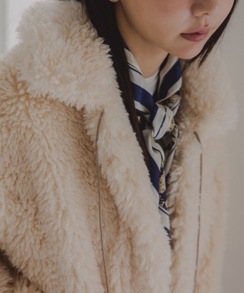 Petitjo（プッチージョ）の「小さいサイズ　ショート丈ボアジャケット　低身長さん・小柄女性（その他アウター・レディース・モカ/ライトベージュ・M-L/XS-S）」の12枚目の写真