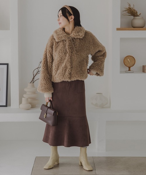 Petitjo（プッチージョ）の「小さいサイズ　ショート丈ボアジャケット　低身長さん・小柄女性（その他アウター・レディース・モカ/ライトベージュ・M-L/XS-S）」の16枚目の写真