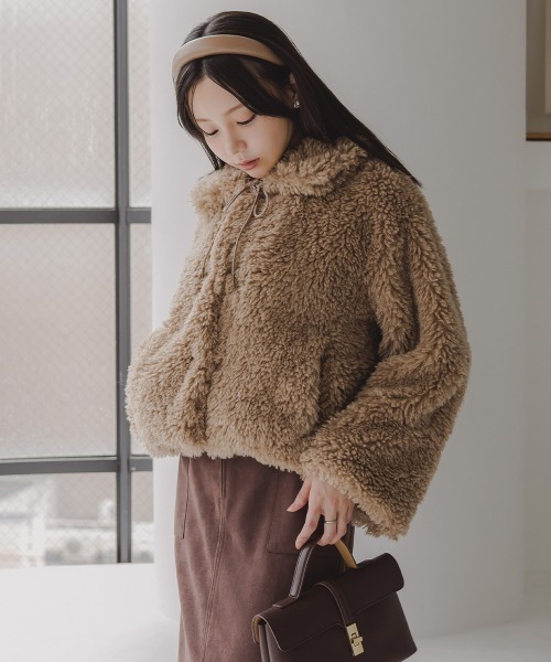 小さいサイズ ショート丈ボアジャケット 低身長さん・小柄女性（その他