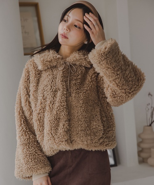 セール】小さいサイズ ショート丈ボアジャケット 低身長さん・小柄女性