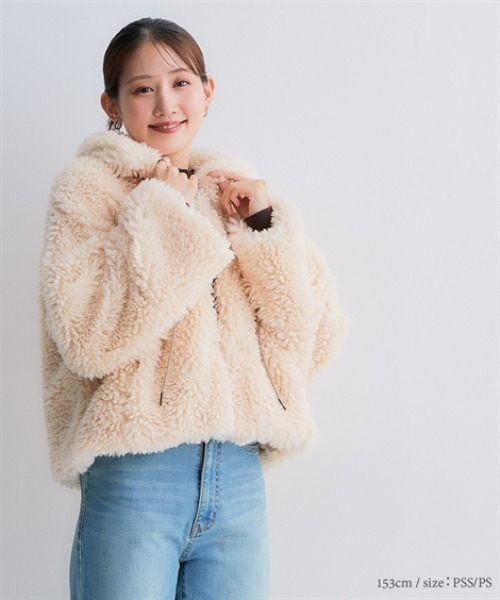 小さいサイズ ショート丈ボアジャケット 低身長さん・小柄女性（その他