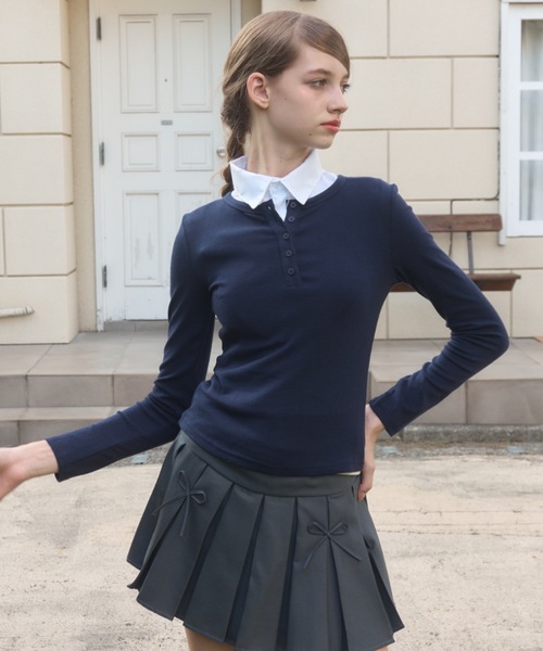 ヘンリーネックカットソー/henley neck top（Tシャツ/カットソー