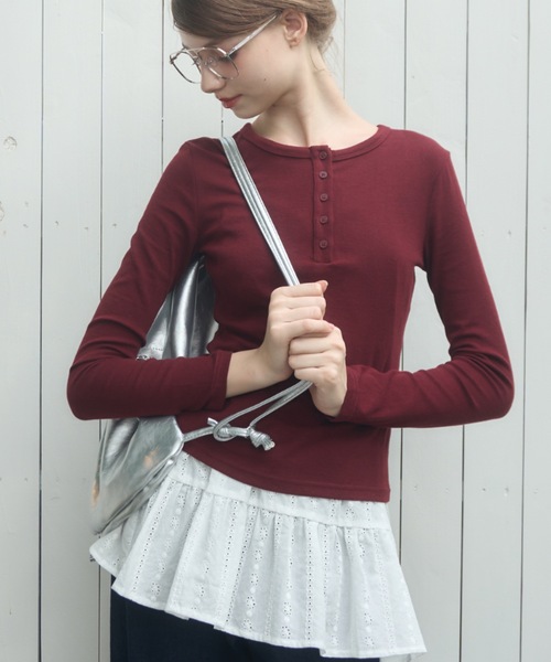 【美品 リネン100%】キャピタル ヘンリーネック　カットソー　ベルト　y2k ヘンリーネックカットソー/henley neck top（Tシャツ/カットソー