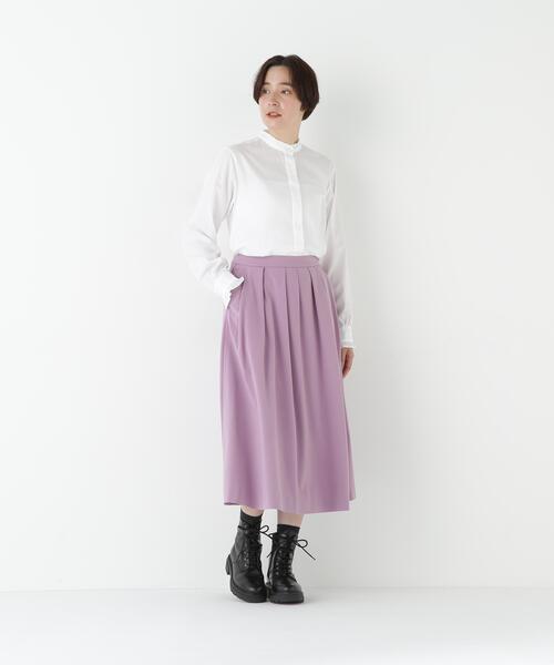 human woman(ヒューマンウーマン)の「◆ランダムタックフレアースカート(スカート・レディース・パープル/グレー系その他・MEDIUM)」の11枚目の写真