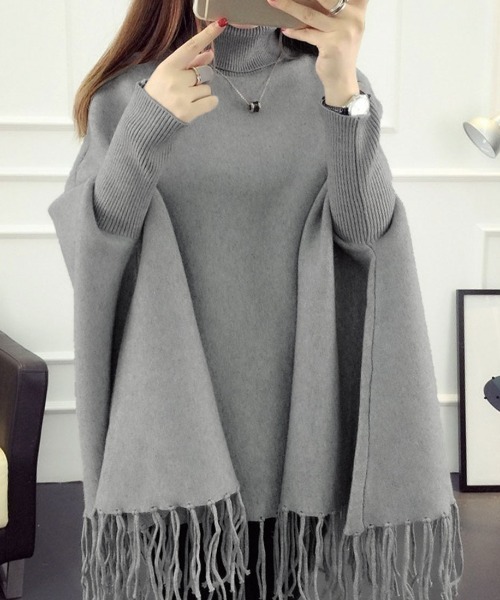セール】タートルネックニットポンチョ（ポンチョ）｜maison de LATIR