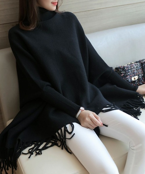 セール】タートルネックニットポンチョ（ポンチョ）｜maison de LATIR