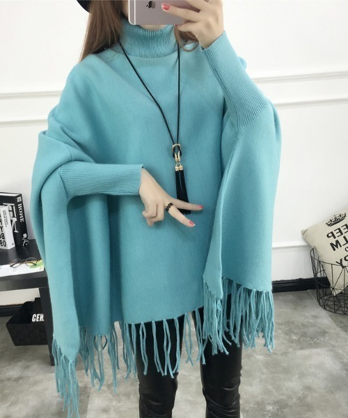 セール】タートルネックニットポンチョ（ポンチョ）｜maison de LATIR