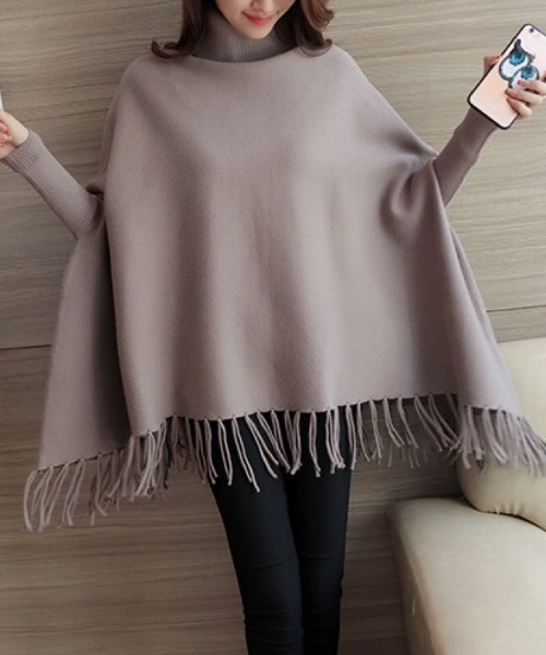 セール】タートルネックニットポンチョ（ポンチョ）｜maison de